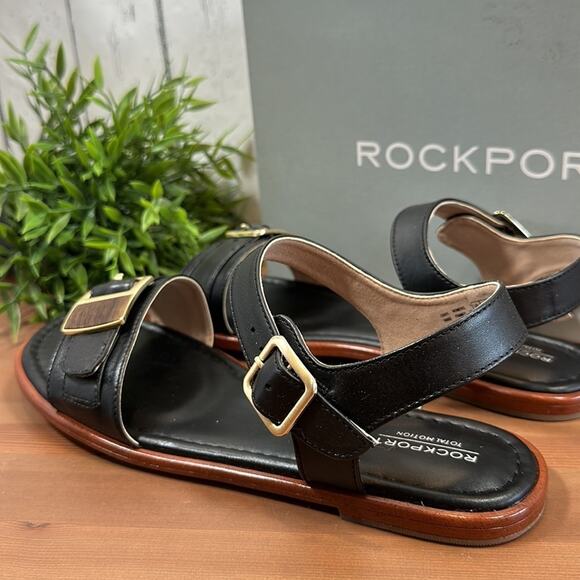 Rockport Zadie Buckle Total Motion Leather Sandals Wide Width Size 9.5 - Picture 8 of 12